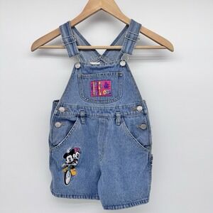 Vintage Disney Denim Jean Overall Bib Short Classic Mickey Mouse Embroidered 5